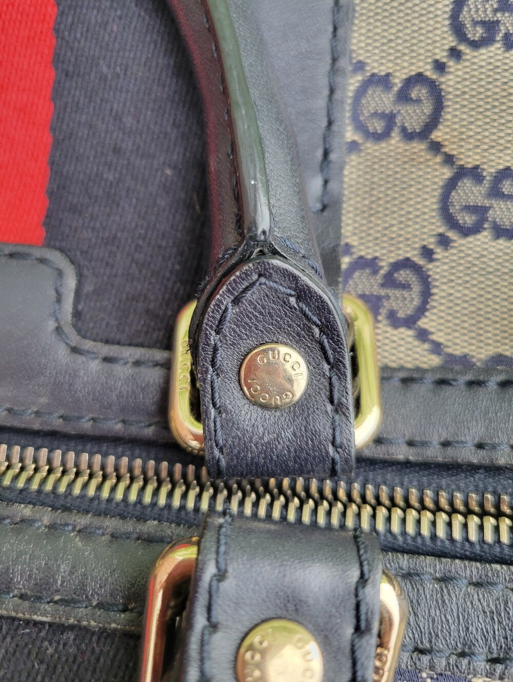 Vintage Gucci GG Canvas Web Joy Boston Blue/Red Boston Bag - Picture 11 of 16